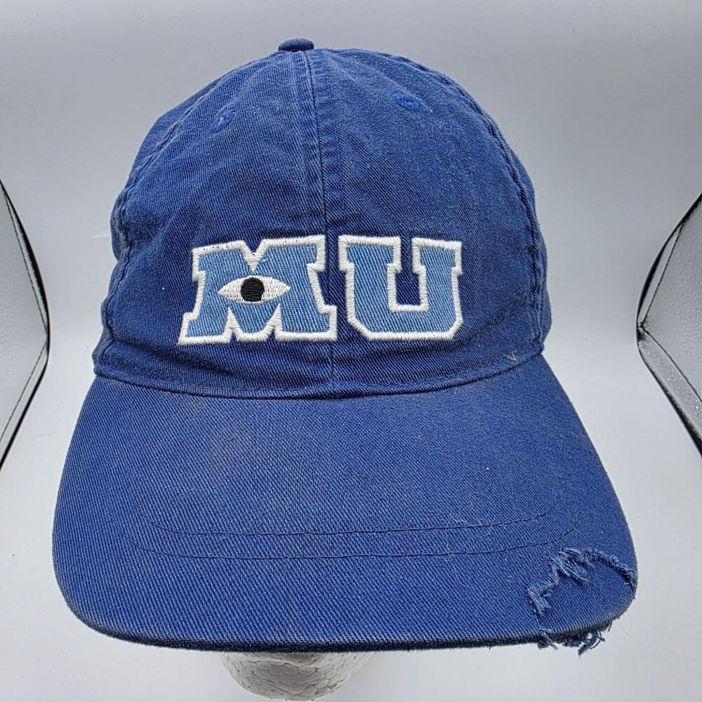 Disney Monsters University Blue Baseball Hat Cap With Annual Pass Pin Adult Size